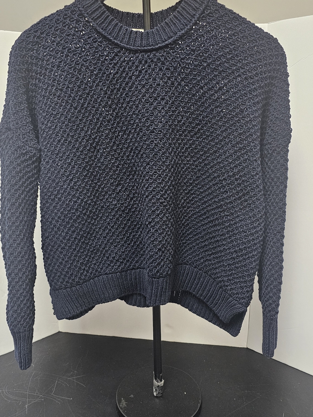 Madewell Navy Textured Crewneck Sweater